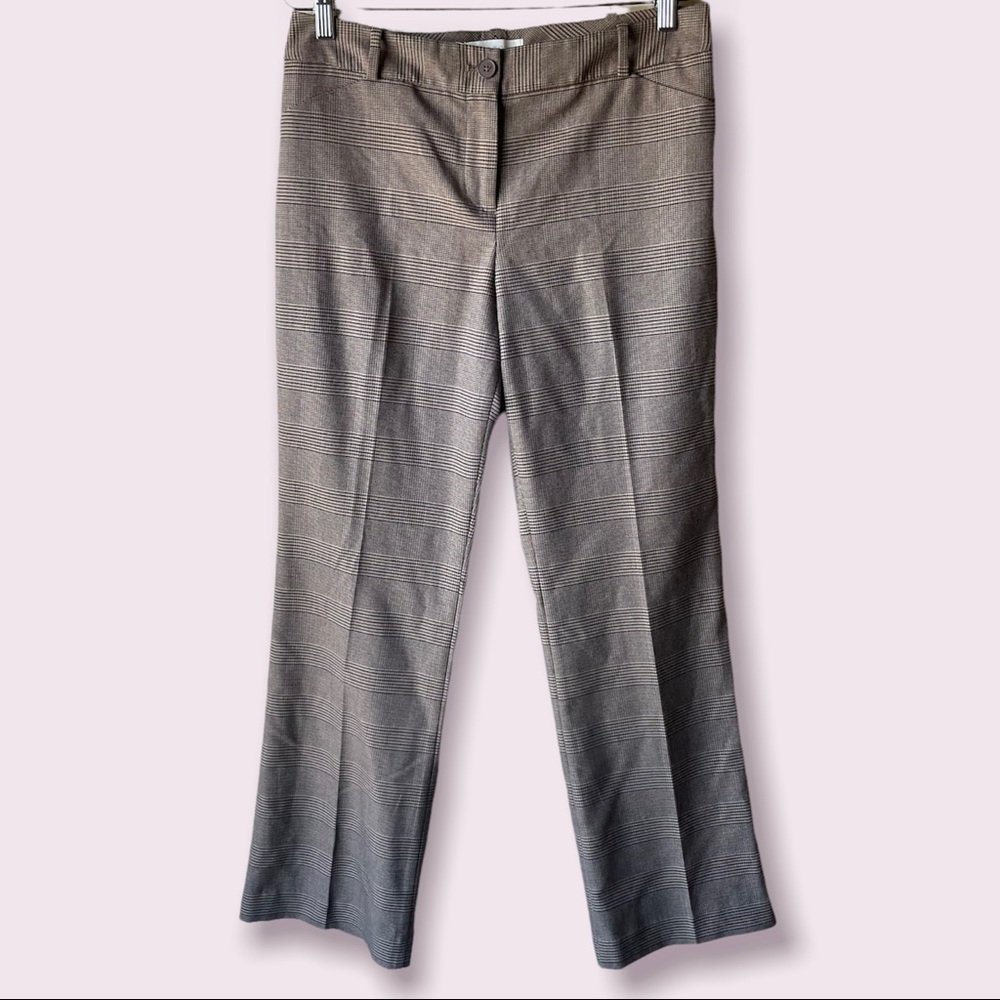Talbots Brown Plaid Straight Leg Trousers